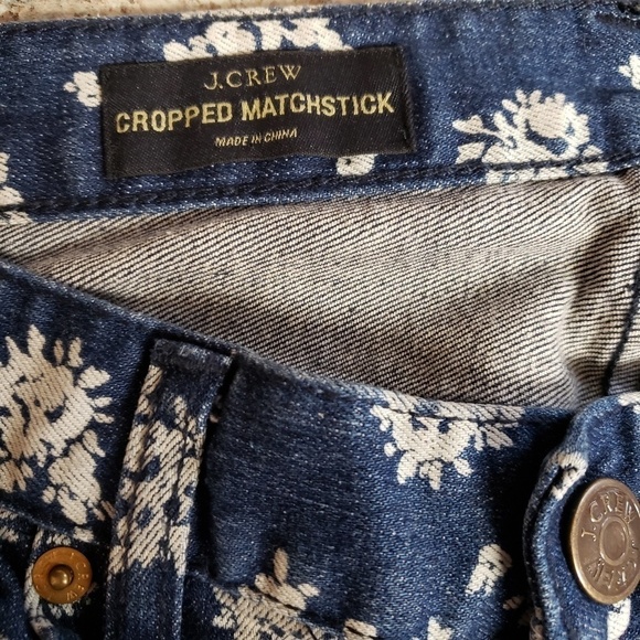 J Crew Indigo Floral Crop Matchstick Skinny Jean - Picture 5 of 6